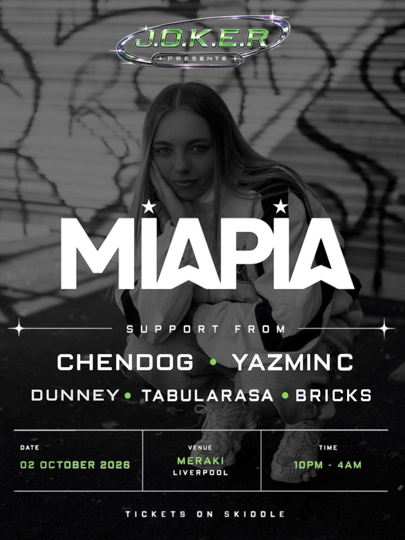 Official J.O.K.E.R presents Mia Pia event artwork